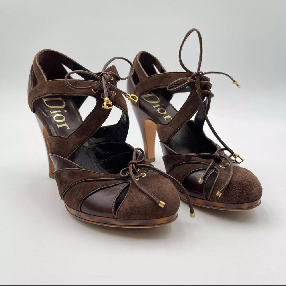 christian dior john galliano 2005 FW vintage brown lace up heels